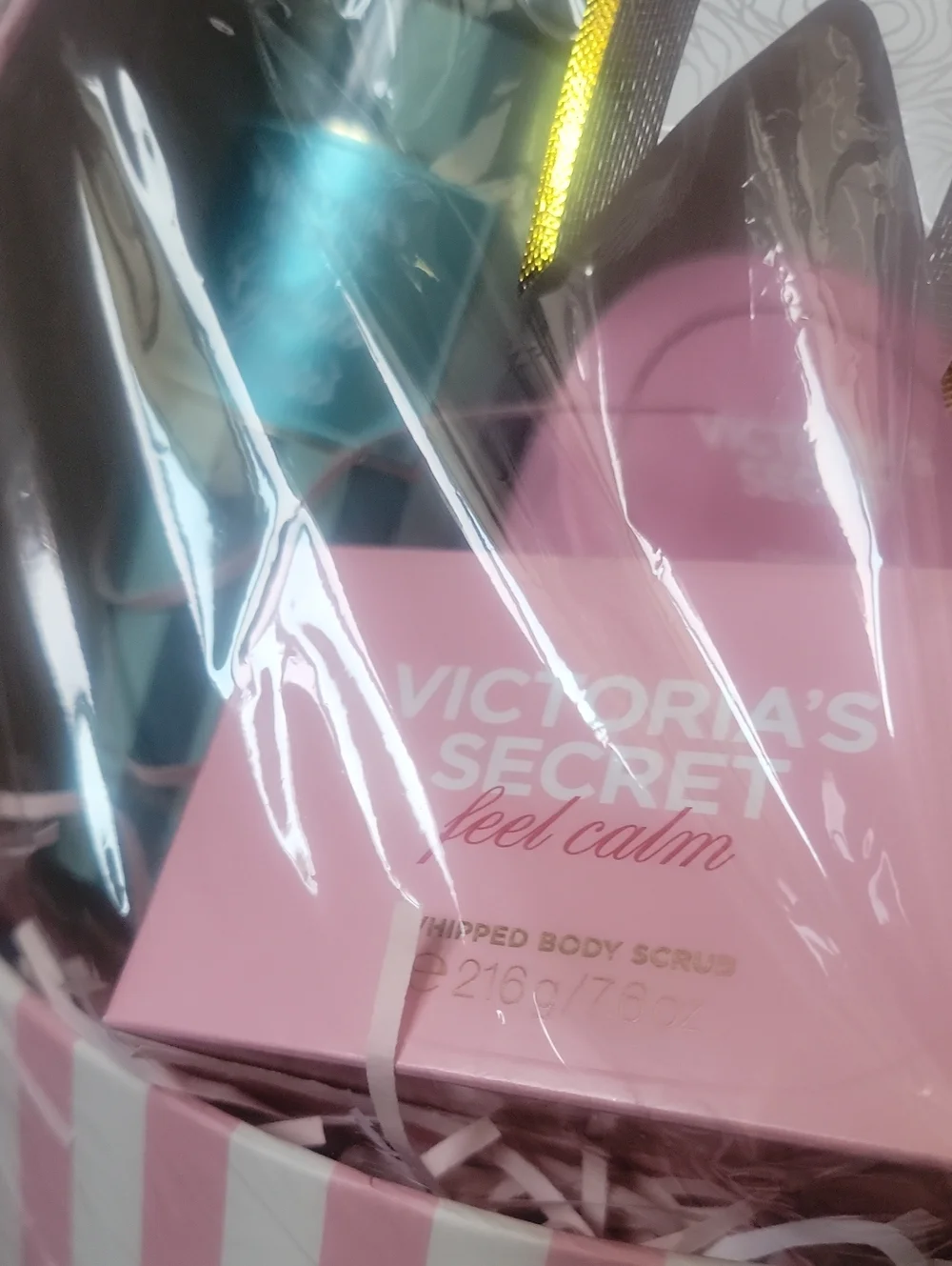 Victoria's Secret Pink Striped Bath & Body Gift Hatbox